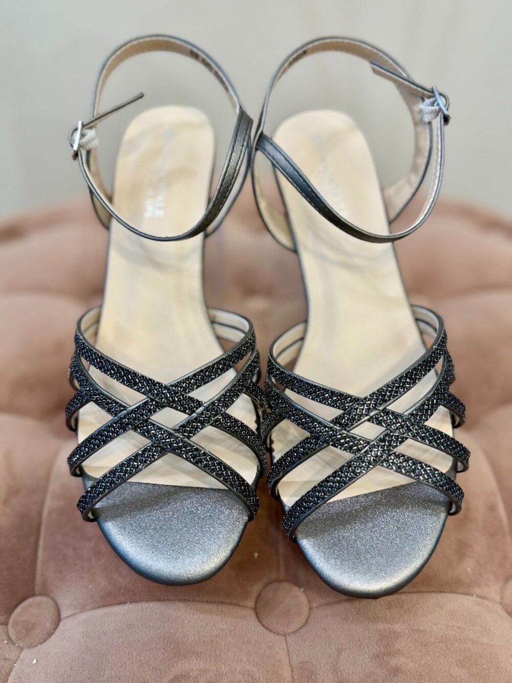 Touch Ups by Benjamin Walk Amara Pewter Strappy Sandals Size 8